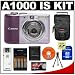 Canon PowerShot A1000 IS Compact Digital Camera (Purple) + 8GB SD Card + Case + Batteries + Accessory Kit