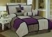 7 Pieces Brown, Purple & Black Suede Patchwork Comforter Bedding Set Washable Queen Size