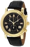 Burgmeister Chronos BM124-222 Unisex Chronograph Uhr Leder schwarz Zifferblatt gold Tag/Datum