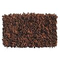 Leather Shaggy Rug Collection - Dark Brown