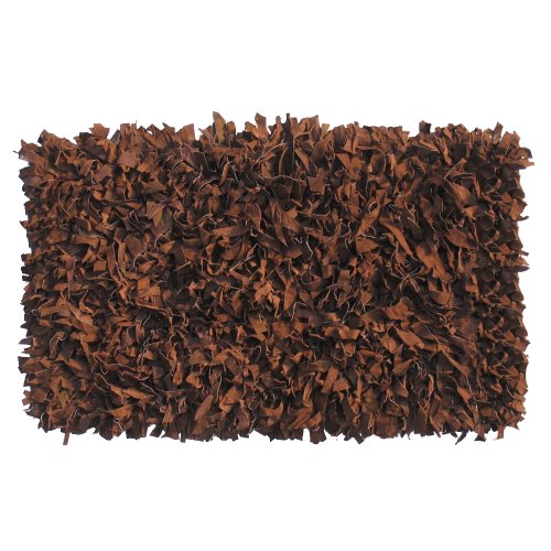 Leather Shaggy Rug - Dark Brown 5x8'