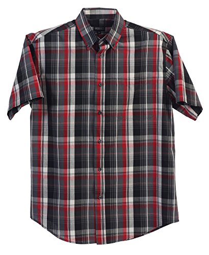 Gioberti Mens Casual Plaid Checked Short Sleeve Button Down Dress Shirt