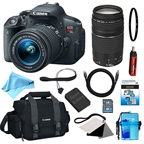 Canon EOS Rebel T5i 18.0 MP CMOS Digital Camera with EF-S 18-55mm f/3.5-5.6 IS STM Zoom Lens + EF 75-300mm f/4-5.6 III Telephoto Zoom Lens + Deluxe Accessory Bundle
