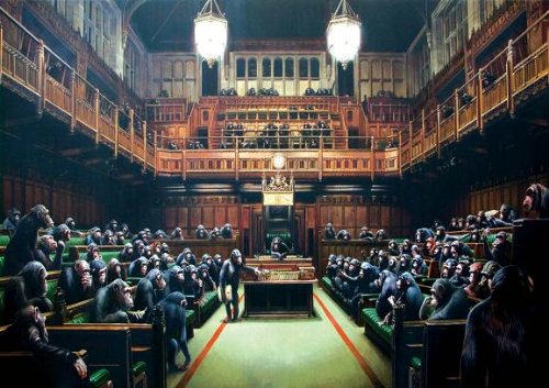 BANKSY ART Poster PRINT (Monkeys in Parliament) 11.7" x 16.5"- 297mm x 420mm