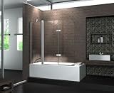 Echt Glas 6 mm Duschabtrennung Duschwand Faltwand Badewanne 150 x 140 cm TRIPLE