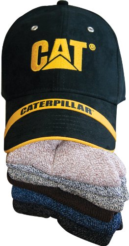 Caterpillar Black Men's Baseball Cap And 6 Pack Assorted Colors Socks, One Size