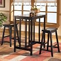 Ashley Black Wood Finish High Table & 2 Bar Stools