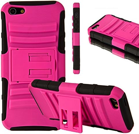 iPhone SE Case, iPhone 5S Case, iPhone 5 Case, Desiro® [Hot Pink] Hybrid Heavy Duty Shockproof Full-Body Impact Protective Stand Dual Layer Case Cover Skin for Apple iPhone SE 5S 5