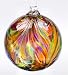 Kitras Art Glass - Hand Blown Glass Hanging Ornament - Witch Ball - FEATHER BALL - FESTIVE MULTI - OR-FEAB-06-FM