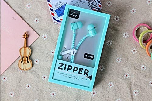Life.Idea Zipper Earphones w/ Mic - Cute and Stylish, Tangle Free, In-Ear w/ Built-in Mic (Green)