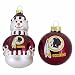 Washington Redskins Snowman and Ball Mini Blown Glass Ornaments