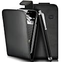 SUPERGETS&reg; Samsung Galaxy Ace S5830 Premium Black Top Flip Leather Case with Touch Screen Stylus And Includes Screen Protector And Polishing Cloth