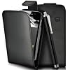 Samsung Galaxy Ace S5830 Kunstledertasche H�lle Etui in Schwarz Flip Case - Mit LCD-Displayschutzfolie und Reinigungstuch, Eingabestift Inklusive