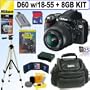 Nikon Digital Camera Nikon D60 10.2MP With 18-55MM F/3.5-5.6G AF-S DX VR Nikkor Zoom Lens + 8GB Deluxe Accessory Kit
