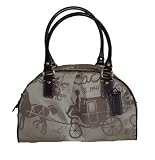 Coach Horse & Carriage Sateen Signature Zip Satchel Handbag 14481