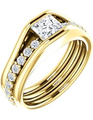 18K Yellow Gold Princess Cut Diamond Ring -- LIFETIME WARRANTY