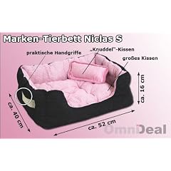 12511 Tierbett Pink ca. 52x40x16cm mit Innenkissen + Schmusekissen + Pipi-Schutz-Unterlage