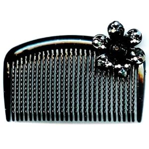Decorative Hair Combs on Decorative Hair Comb Black Color Glamorous Flower Design