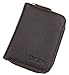 DEEZOMO Genuine Leather Mini Credit Card & Coin Wallet with Zipper for Men and Women - Coffee