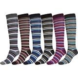 Sakkas Women's Fun Colorful Design Poly Blend Knee High Socks Assorted 6-Pack