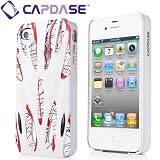 CAPDASE iPhone 4S / 4 Karapace Jacket Xtreme Thunder, White / Red スカルプチュアル デザイン ハード ケース エクストリーム・サンダー（クリスタル・クリアー液晶保護シート, ドックコネクタ&イヤホンジャックキャップ つき） ホワイト / レッド KPIH4-3T29