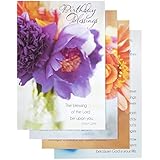DaySpring Birthday Boxed Greeting Cards w Embossed Envelopes - Flowers of Joy, 12 Count (37110)