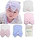 Gellwhu 5pcs Infant Baby Girls Striped Nursery Newborn Hospital Hat Cap with Big Bow White Pink Blue