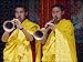 Photo Jigsaw 16x12 (40x30cm) Monks blowing flutes outside a gompa (Tibetan monastery) by Robert Harding