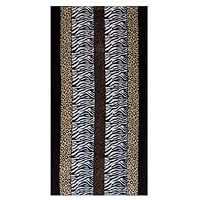 Safari Animal Stripe - Luxury Velour Jacquard Beach Towel size 32x63 - 400 grams 100% Pure Ringspun Cotton - Brilliant intense vibrant colors - Highly absorbent easy care machine wash - Use for picnic poolside or as a colorful bath towel - Save 50%