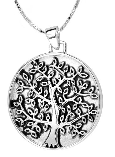Sterling Silver “The Roots Of A Family Tree Begin With The Love Of Two Hearts” Family Tree Pendant, 18″