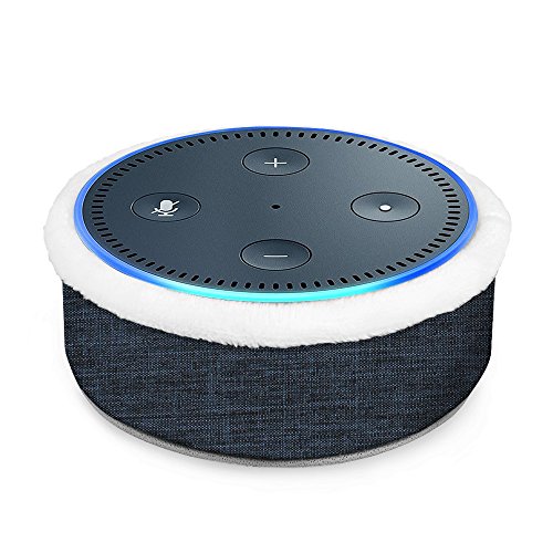 Fintie Protective Case for Amazon Echo Dot (Fits All-New Echo Dot 2nd Generation) - Premium Fabric Sleeve Cover Plush Lined Holder Stand, Indigo Fabric