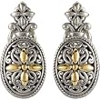 18K Gold and Sterling Silver Filigree Clip On Earrings
