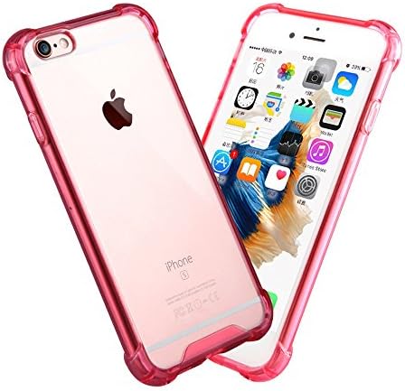 iPhone 6 Plus Case, LongRise® iPhone 6 Plus/6s Plus Air Cushion TPU Bumper + Clear PC Anti-Scratch Back Case for iPhone 6s Plus and iPhone 6 Plus 5.5 Inch ... (Red)