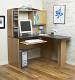 L-shaped Computer Work Centre in Alder Oak/Black Finish By Mylex Furniture