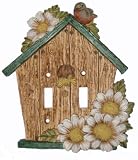 Rustic Green Birdhouse Double Switch Plate Cover