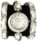 Geneva High Fashion Twisted Rope Chain Triple Wrap Watch with Toggle Clasp -White and Silver