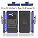 Circle Alcatel OneTouch Fierce XL Case, Combo Rugged Shell Cover Holster with Built-in Kickstand and Holster Locking Belt Clip (TM) Stylus Touch Screen Pen and Screen Protector - Blue