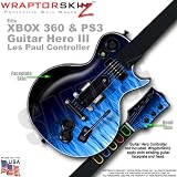 XBOX 360 & PS3 Guitar Hero III (3) Les Paul Guitar Fire Blue Flames WraptorSkinz TM Faceplate Skin by TuneTattooz TM