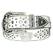 New White Rhinestone Studded Crown Leather Belt M 34 36