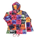 Vintage / Bohemian / Hippie Patchwork Hoodie Tie Dye Multi Color Jacket Nepal EXTRA LARGE Size