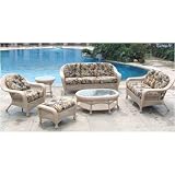 North Cape Cambridge Resin Wicker Lounge Set With Coffee Table And End Table - Sandstone