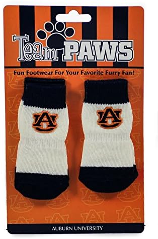 Auburn University Boots For Dogs, Set of 4 Knit Socks with Team Patches &amp; Colors (Medium)