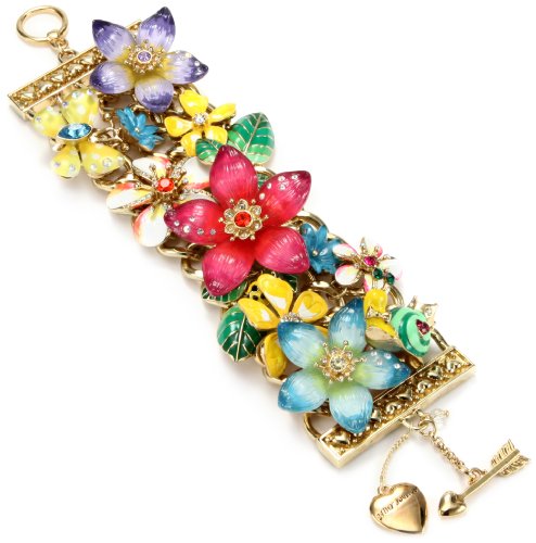 Betsey Johnson "Hawaii Luau" Multi-Flower Wide Toggle Bracelet