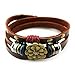 Multilayer Lotus Flower Amulet Leather Wrap Bracelet