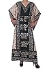 Kaftan Caftans Elephant Printed Lounger Wear Womans Dress (Black)