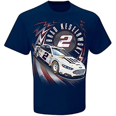 Brad Keselowski #2 Miller Lite NASCAR Adult Speedbolt T-Shirt-Navy Blue