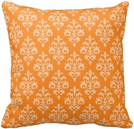 Decorative Cotton Modern Orange Damask Throw Pillow Covers