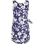 Sarong Dress - Women's Classic Hibiscus Mock Wrap Hawaiian Aloha A Line Side Tie Dress in Royal Blue - XL
