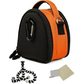 ORANGE GRAY Mini Slim Compact Protective Travel Digital Camera Carrying Case with Accessory Compartment For Fujifilm FinePix AX500 / AX550 / F600EXR / F660EXR / F750EXR / F770EXR / F505EXR / F500EXR / F605EXR / F665EXR / F550EXR / F775EXR Point And Shoot Compact Digital Camera + Includes a Universal