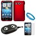 Red Durable Protective Rubberized Crystal Hard Case Cover for AT&T Wireless New HTC Inspire 4G Android Smart Phone + Clear Screen Protector + Includes Black Portable Multi Purpose Case with Built in Audio Speakers + SumacLife TM Wisdom Courage Wristband